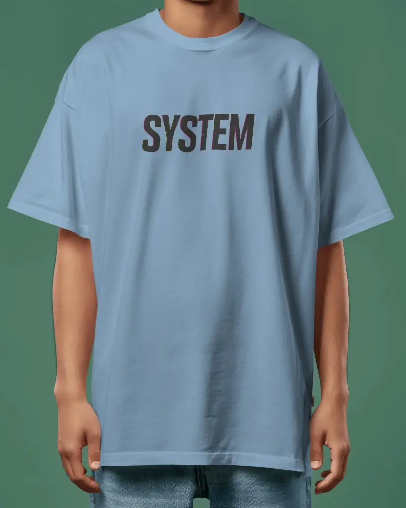 SYSTEM-Oversized Graphic T-Shirt 