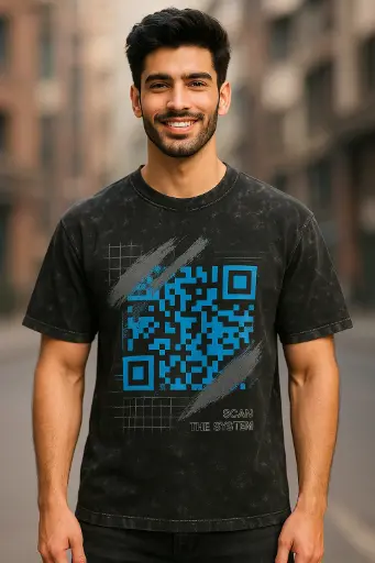 Men's Black Acid Wash Oversized T-shirt